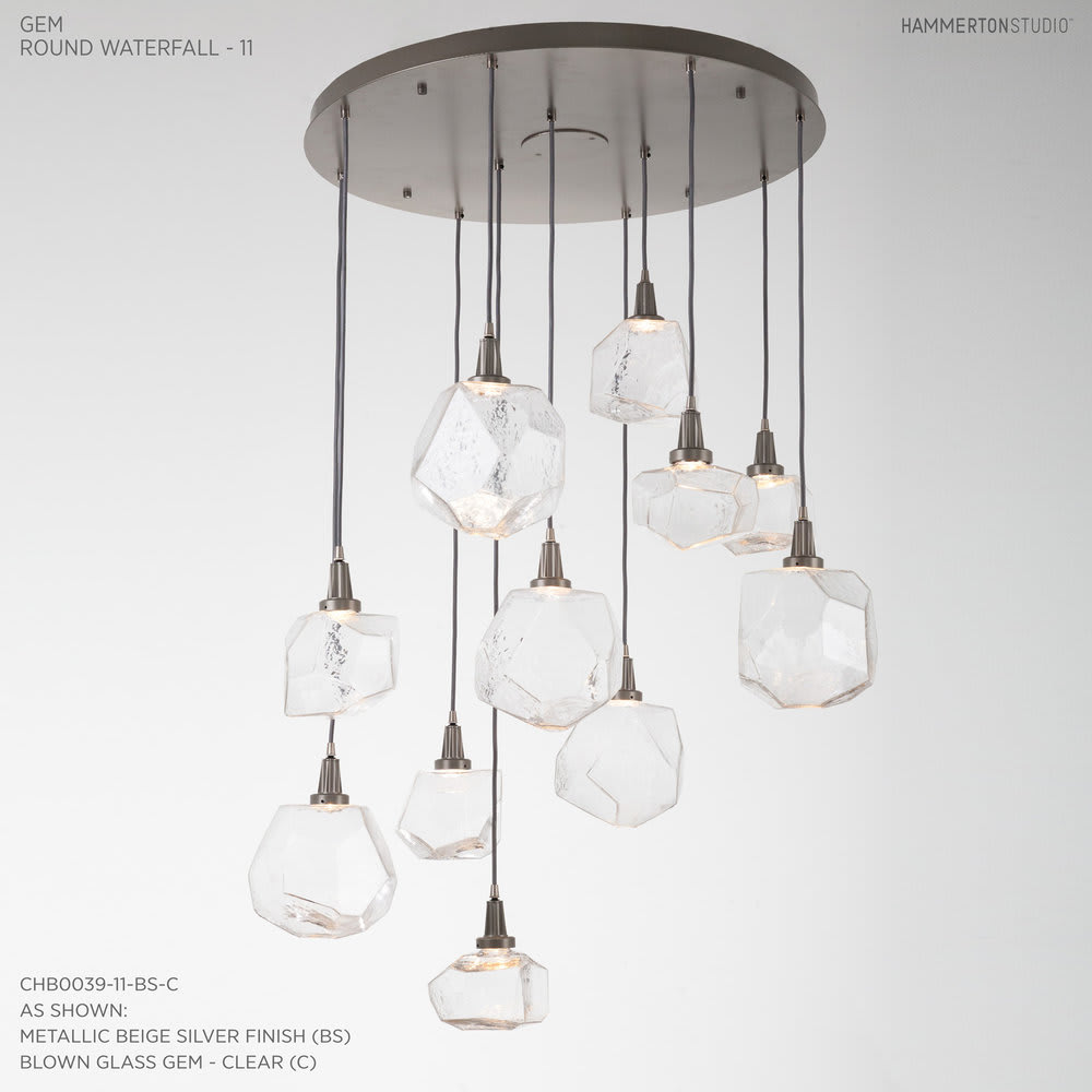 Gem 35" Wide 11 Light Hand Blown Glass LED Pendant