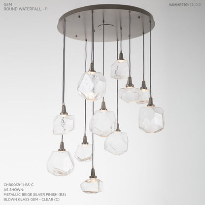 Gem 35" Wide 11 Light Hand Blown Glass LED Pendant