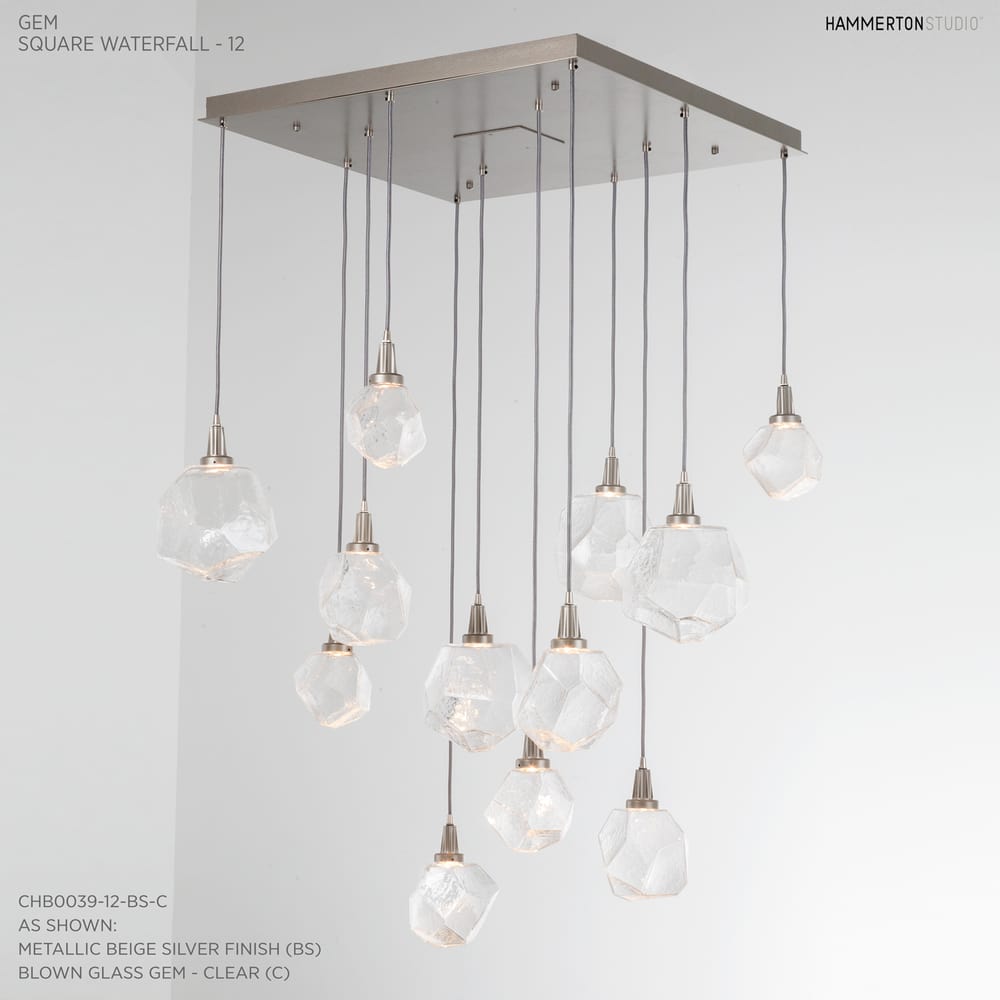 Gem 36" Wide 12 Light Hand Blown Glass LED Pendant