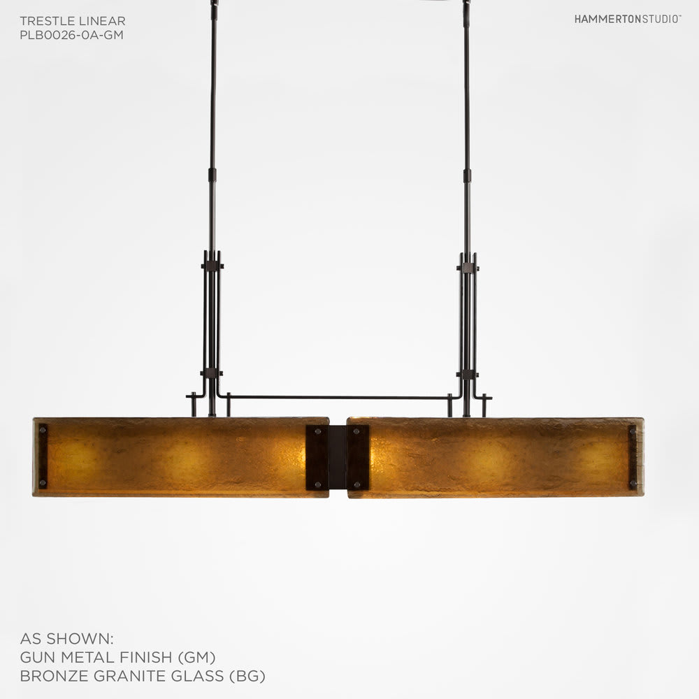 Urban Loft 44" Wide Artisan Crafted Linear Chandelier with Hand Textured Glass