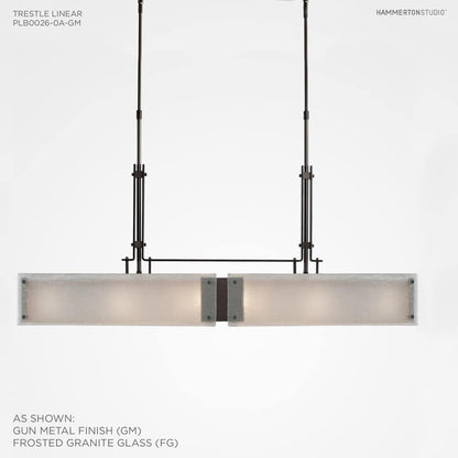 Urban Loft 44" Wide Artisan Crafted Linear LED Chandelier with Hand Textured Glass