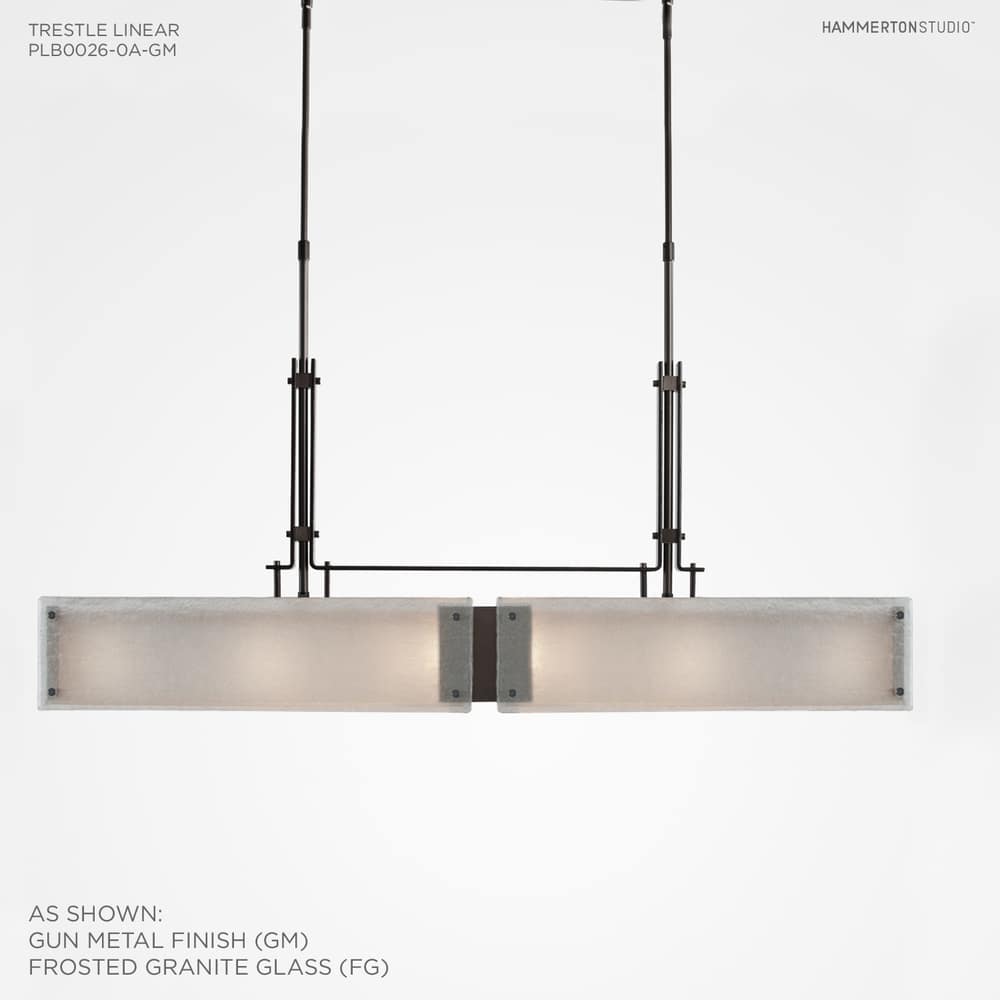 Urban Loft 44" Wide Artisan Crafted Linear Chandelier with Hand Textured Glass