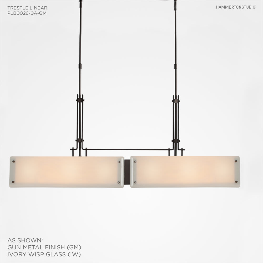 Urban Loft 44" Wide Artisan Crafted Linear Chandelier with Hand Textured Glass