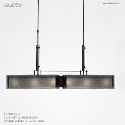 Urban Loft 44" Wide Artisan Crafted Linear LED Chandelier with Hand Textured Glass