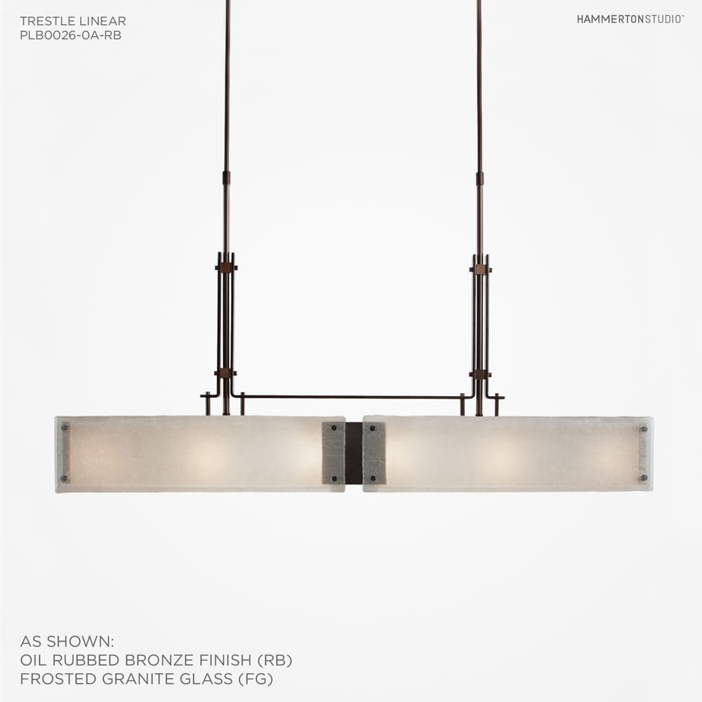 Urban Loft 44" Wide Artisan Crafted Linear Chandelier with Hand Textured Glass