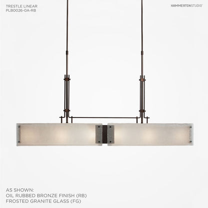 Urban Loft 44" Wide Artisan Crafted Linear Chandelier with Hand Textured Glass