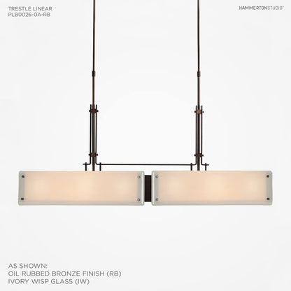 Urban Loft 44" Wide Artisan Crafted Linear LED Chandelier with Hand Textured Glass