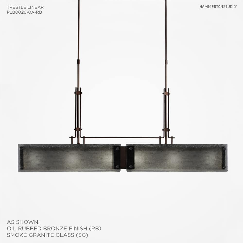 Urban Loft 44" Wide Artisan Crafted Linear Chandelier with Hand Textured Glass
