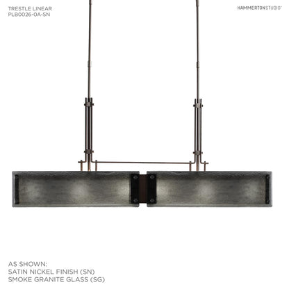 Urban Loft 44" Wide Artisan Crafted Linear Chandelier with Hand Textured Glass