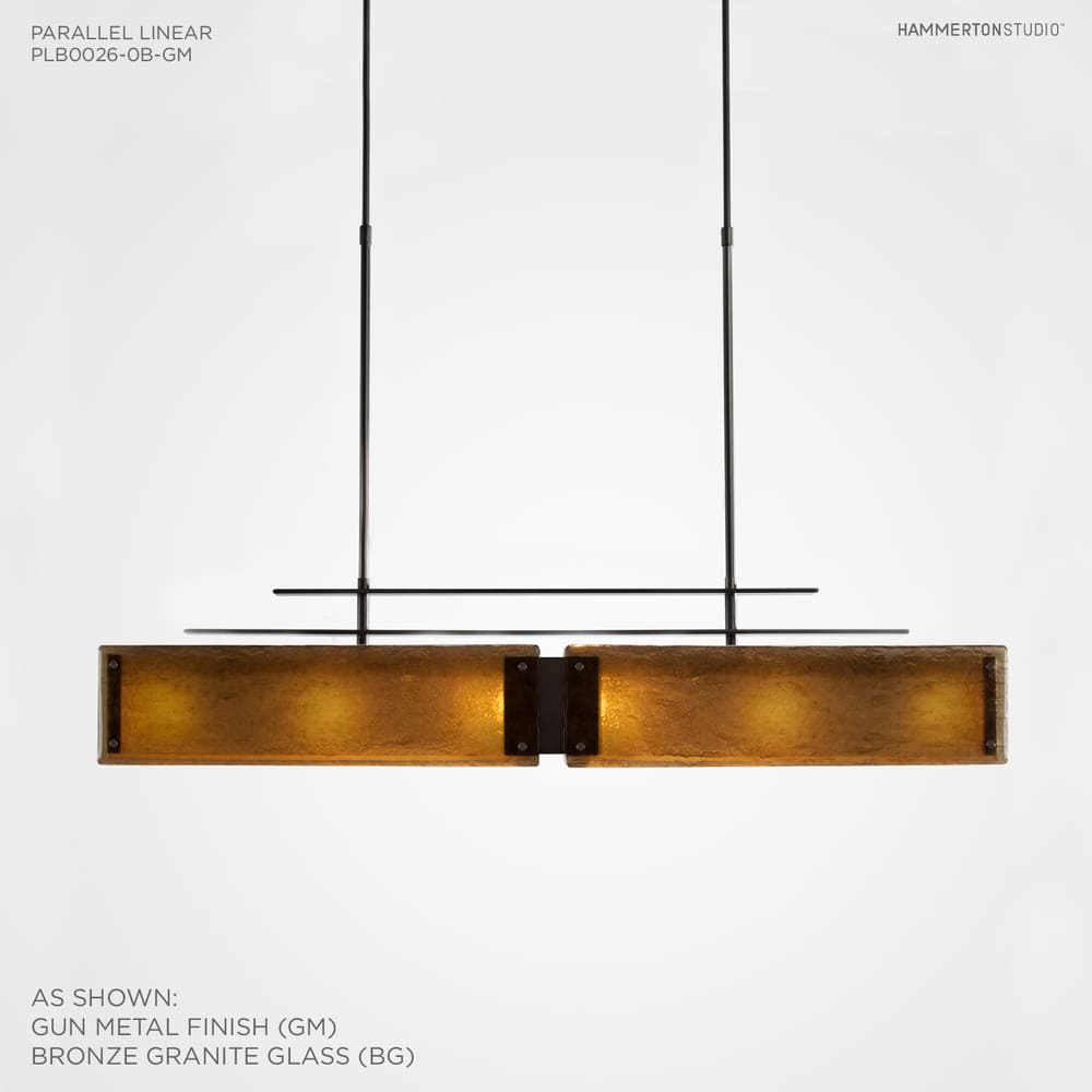 Urban Loft Parallel 44" Wide Artisan Crafted Linear Chandelier with Hand Textured Glass