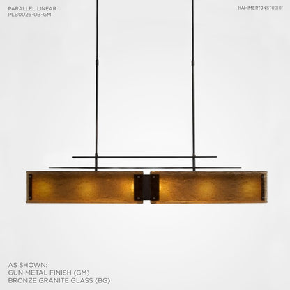 Urban Loft Parallel 44" Wide Artisan Crafted Linear Chandelier with Hand Textured Glass