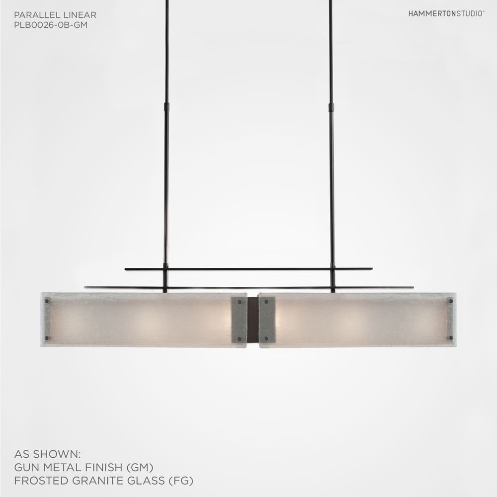 Urban Loft Parallel 44" Wide Artisan Crafted Linear Chandelier with Hand Textured Glass