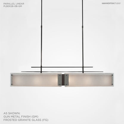 Urban Loft Parallel 44" Wide Artisan Crafted Linear Chandelier with Hand Textured Glass