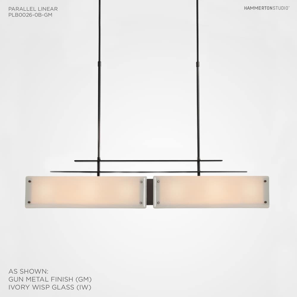 Urban Loft Parallel 44" Wide Artisan Crafted Linear Chandelier with Hand Textured Glass