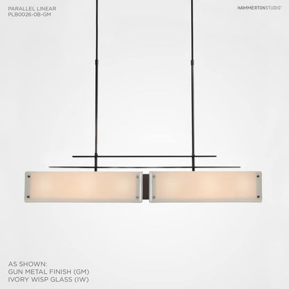 Urban Loft Parallel 44" Wide Artisan Crafted Linear Chandelier with Hand Textured Glass