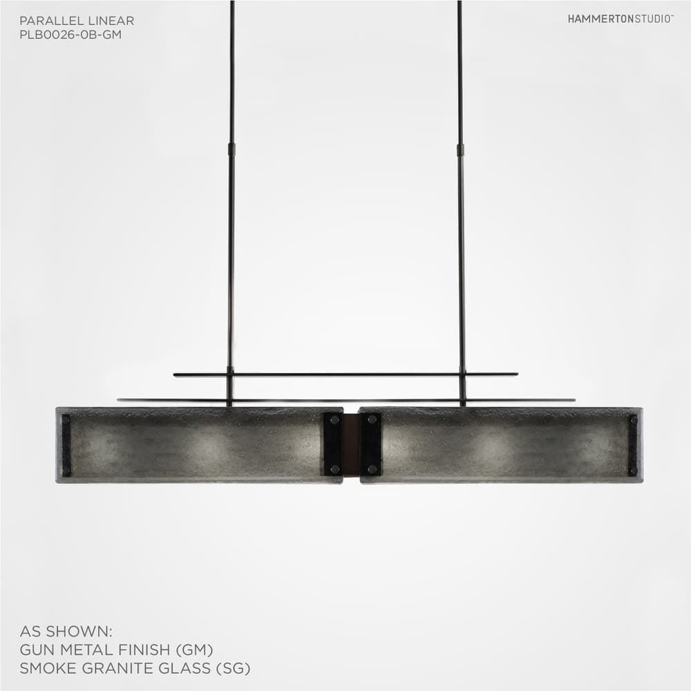 Urban Loft Parallel 44" Wide Artisan Crafted Linear Chandelier with Hand Textured Glass
