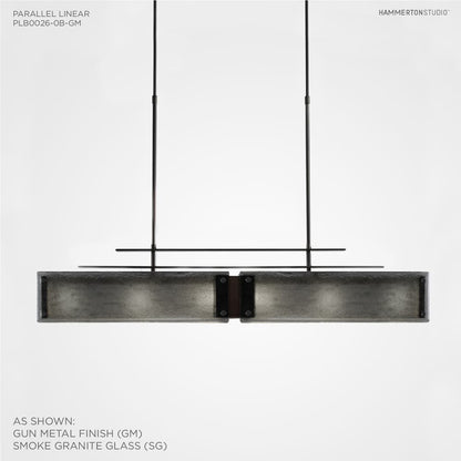 Urban Loft Parallel 44" Wide Artisan Crafted Linear Chandelier with Hand Textured Glass