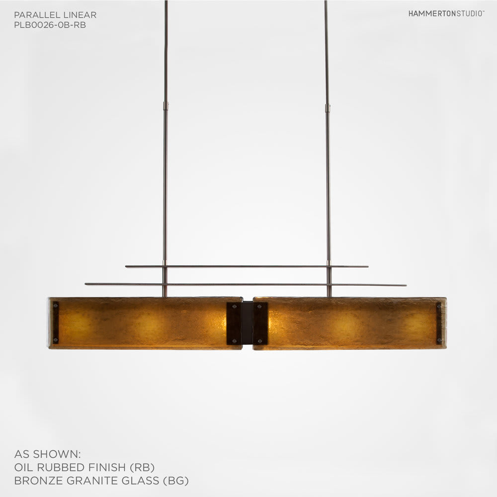 Urban Loft Parallel 44" Wide Artisan Crafted Linear Chandelier with Hand Textured Glass