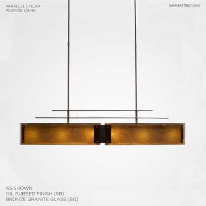 Urban Loft Parallel 44" Wide Artisan Crafted Linear Chandelier with Hand Textured Glass
