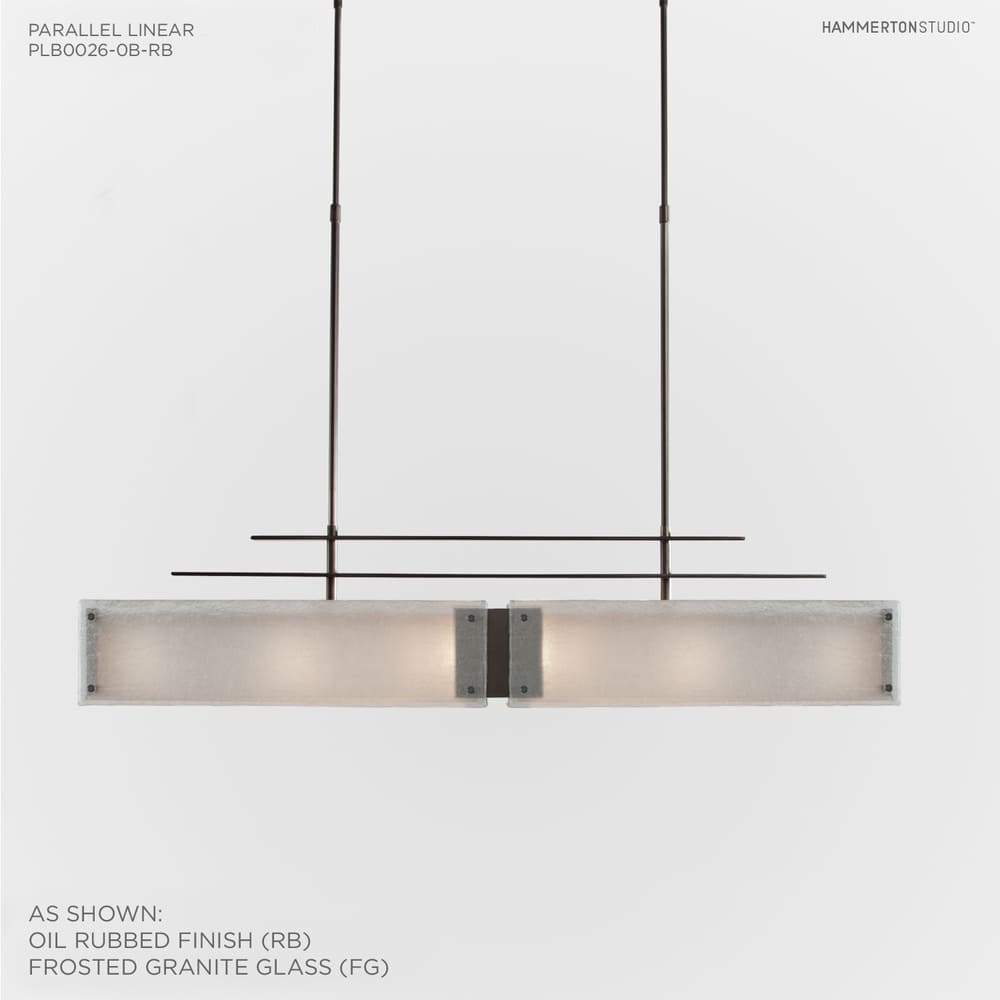 Urban Loft Parallel 44" Wide Artisan Crafted Linear Chandelier with Hand Textured Glass