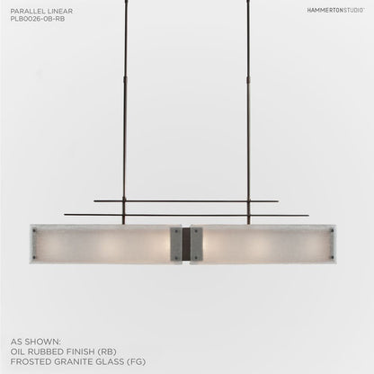 Urban Loft Parallel 44" Wide Artisan Crafted Linear Chandelier with Hand Textured Glass