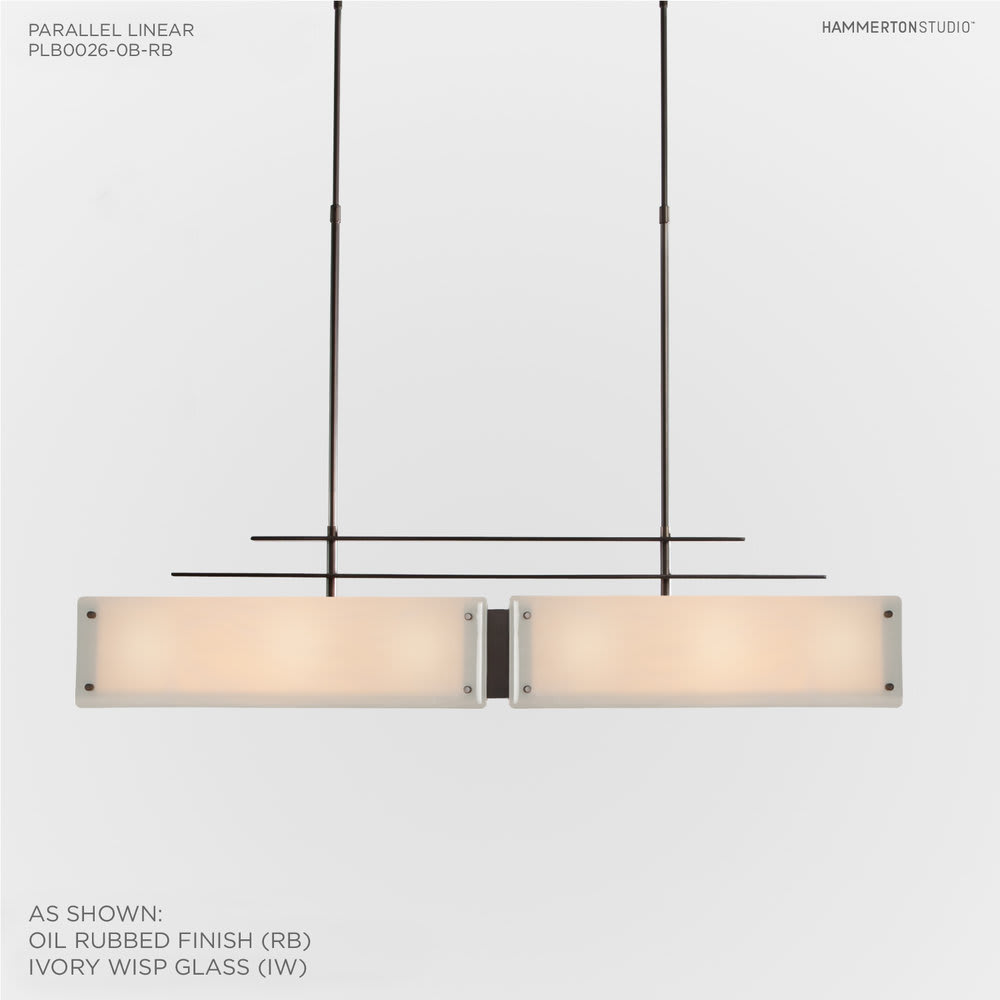 Urban Loft Parallel 44" Wide Artisan Crafted Linear Chandelier with Hand Textured Glass