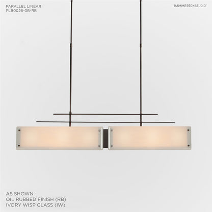 Urban Loft Parallel 44" Wide Artisan Crafted Linear Chandelier with Hand Textured Glass