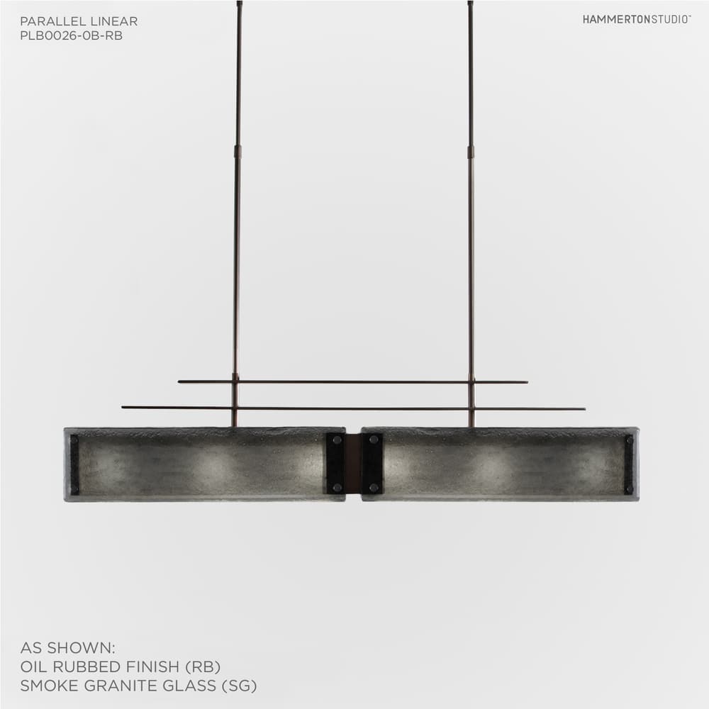 Urban Loft Parallel 44" Wide Artisan Crafted Linear Chandelier with Hand Textured Glass