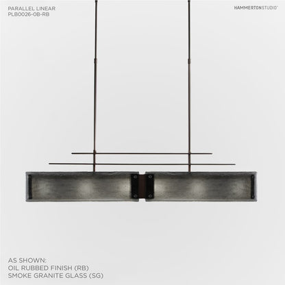 Urban Loft Parallel 44" Wide Artisan Crafted Linear Chandelier with Hand Textured Glass