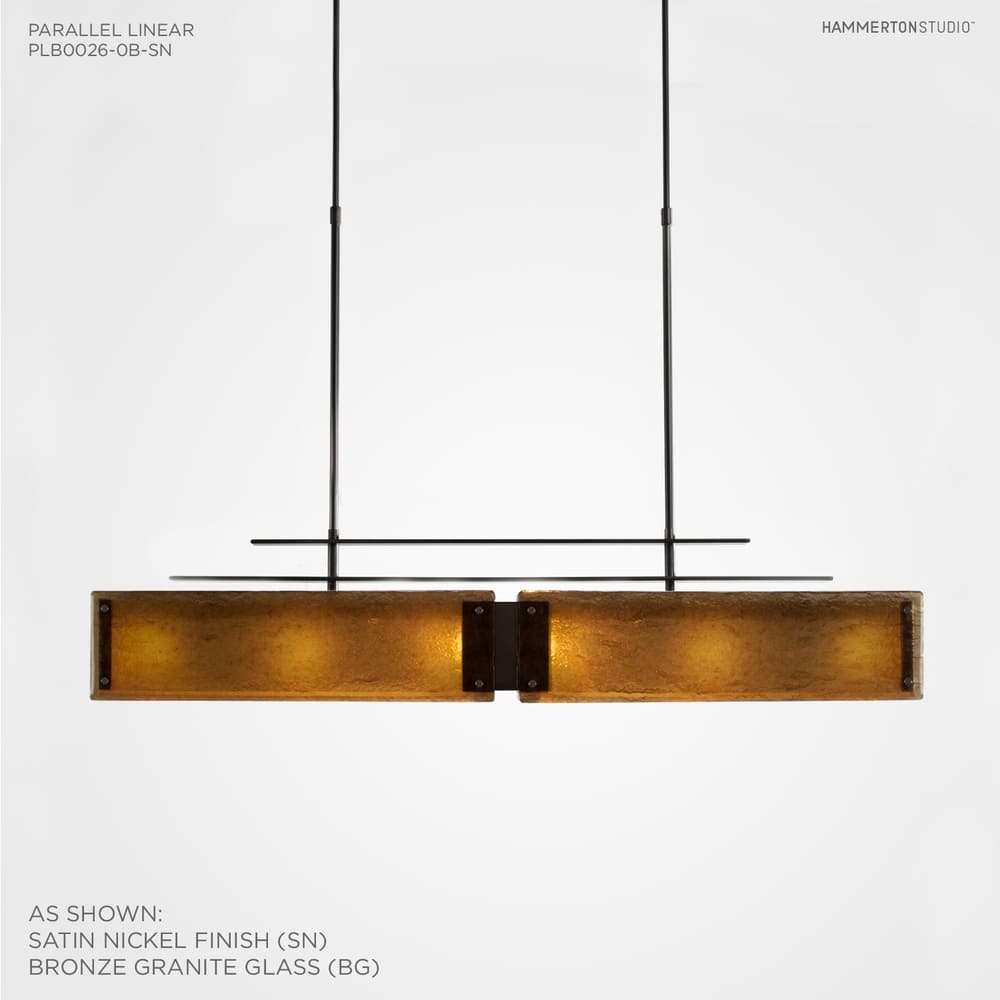 Urban Loft Parallel 44" Wide Artisan Crafted Linear Chandelier with Hand Textured Glass