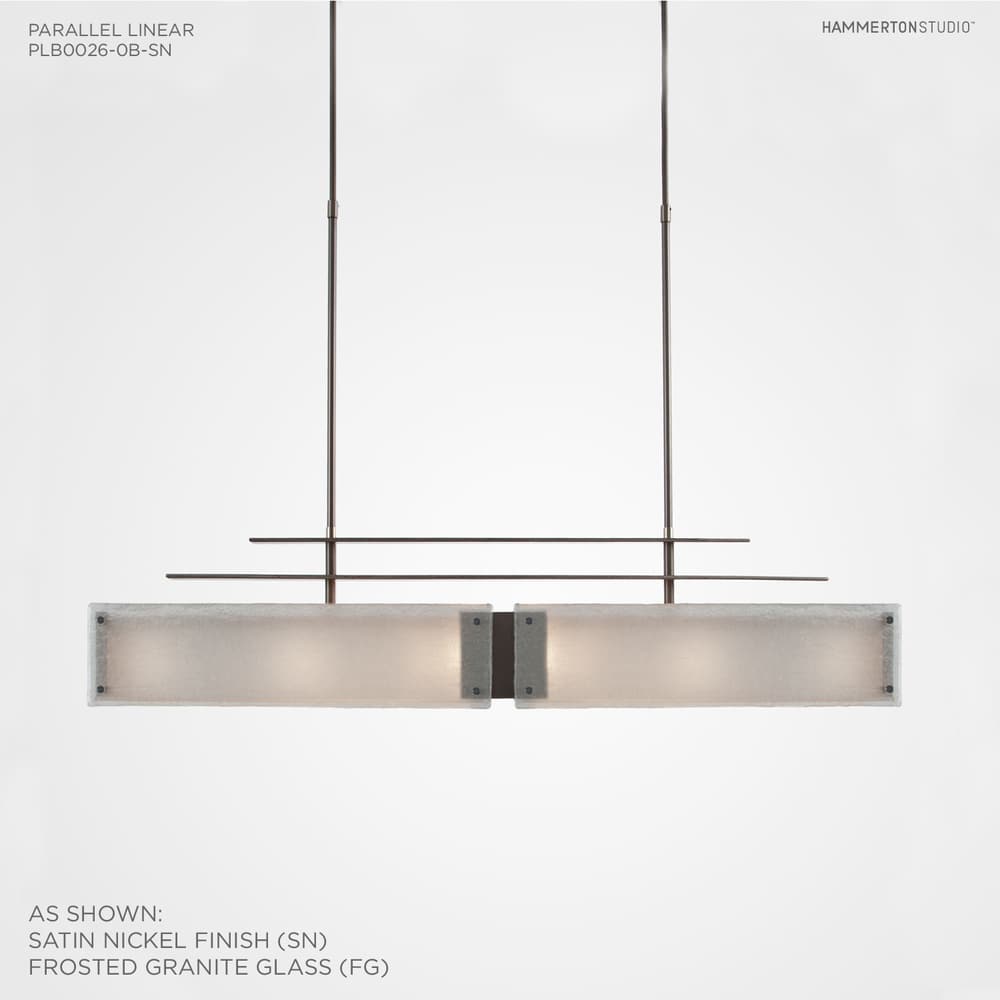 Urban Loft Parallel 44" Wide Artisan Crafted Linear Chandelier with Hand Textured Glass