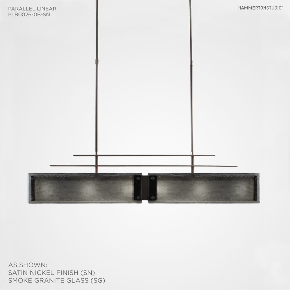 Urban Loft Parallel 44" Wide Artisan Crafted Linear Chandelier with Hand Textured Glass
