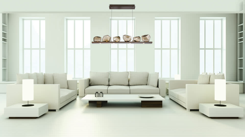 Gem 44" Wide 10 Light Hand Blown Glass LED Linear Suspension