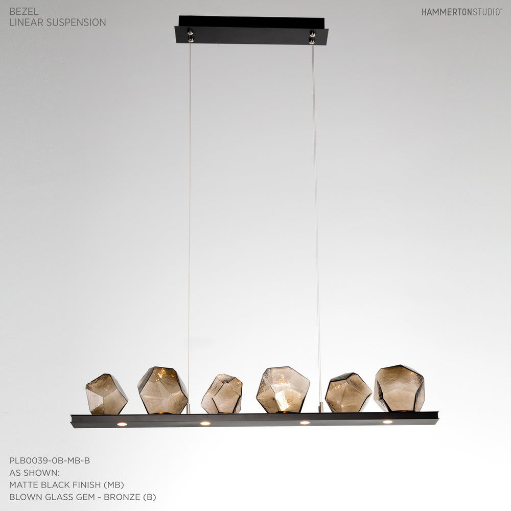 Gem 44" Wide 10 Light Hand Blown Glass LED Linear Suspension