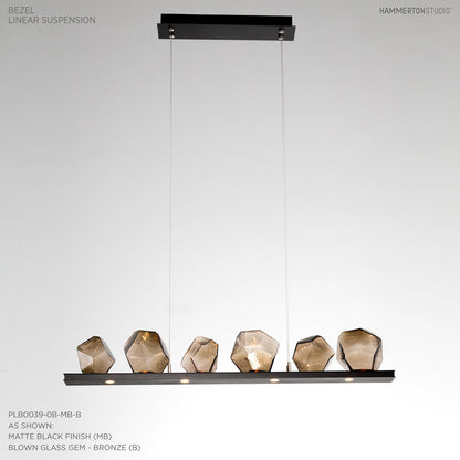 Gem 44" Wide 10 Light Hand Blown Glass LED Linear Suspension