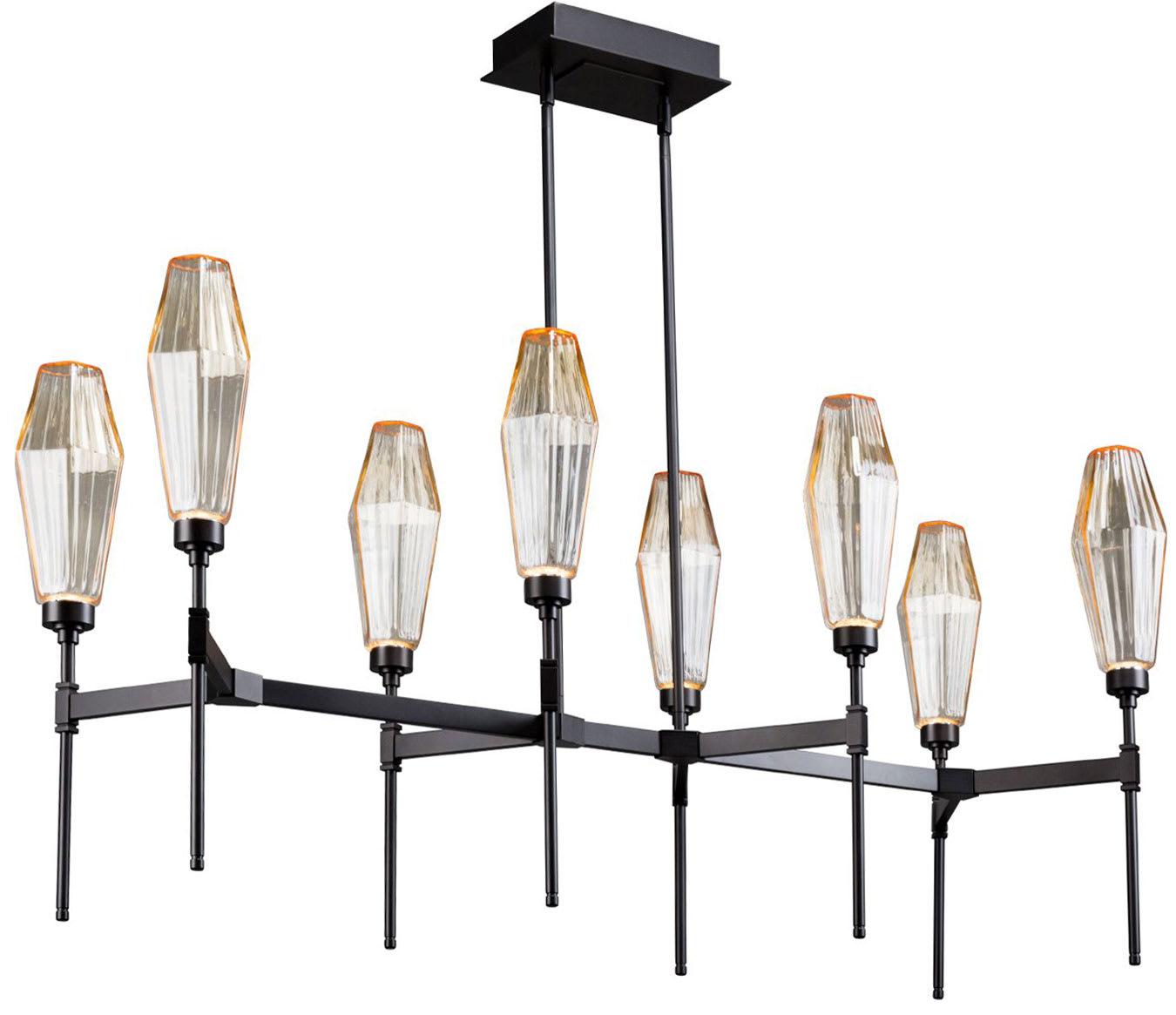 Aalto 48" Wide Artisan Crafted Geometric Optic Glass 8 Light Linear Chandelier