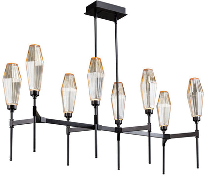 Aalto 48" Wide Artisan Crafted Geometric Optic Glass 8 Light Linear Chandelier
