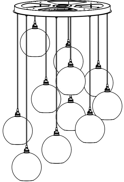 Terra 37" Wide Artisan Crafted Optic Glass 11 Light Pendant