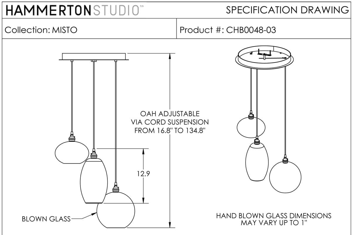 Misto 21" Wide Artisan Crafted Optic Glass 3 Light Pendant