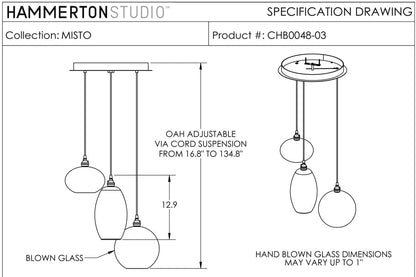 Misto 21" Wide Artisan Crafted Optic Glass 3 Light Pendant