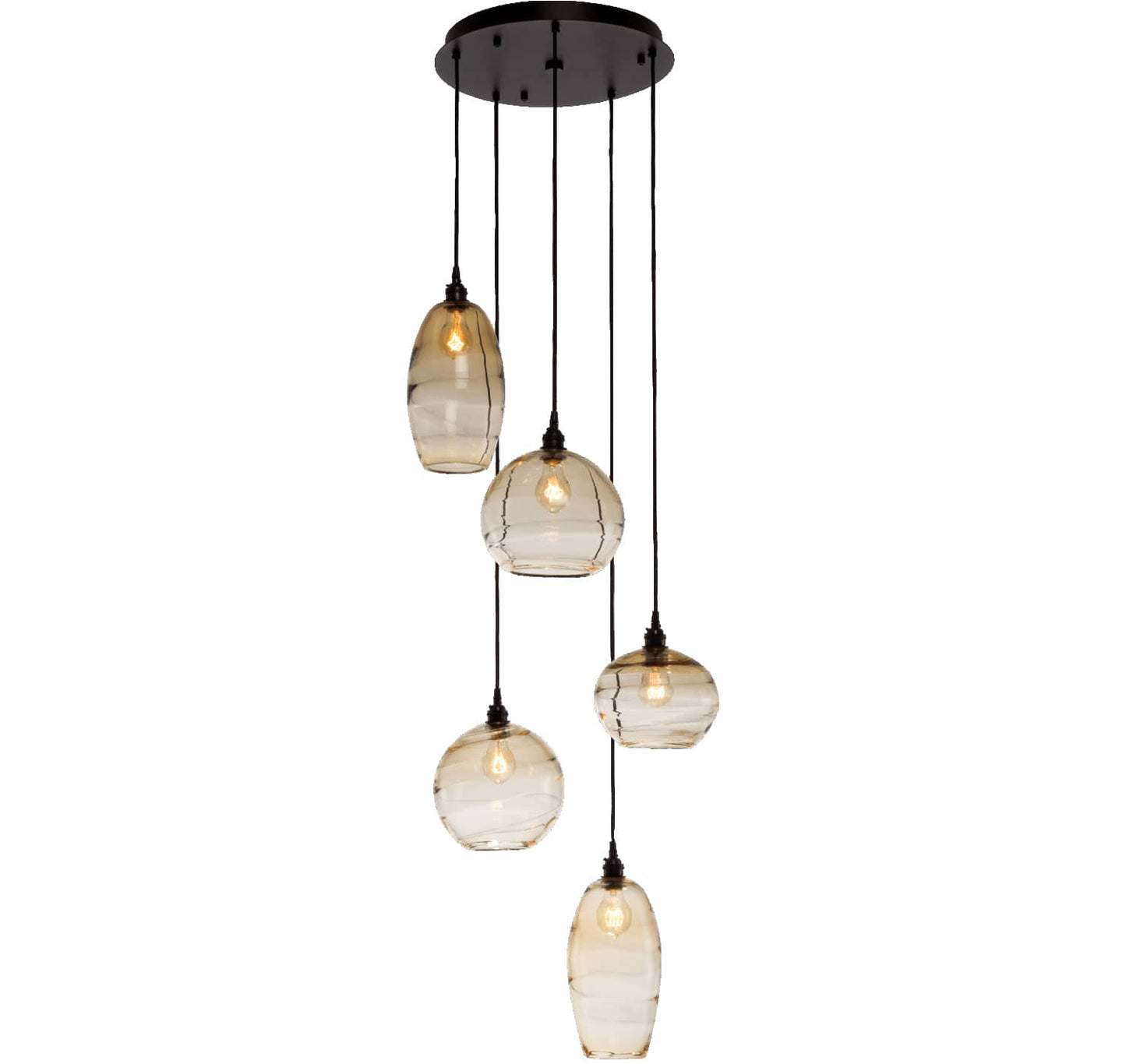 Misto 23" Wide Artisan Crafted Optic Glass 5 Light Pendant