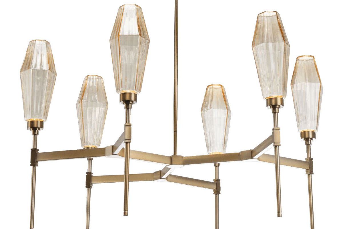 Aalto 37" Wide Artisan Crafted Geometric Optic Glass 6 Light Chandelier