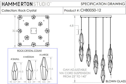 Rock Crystal 32" Wide 12 Light Hand Blown Glass Linear LED Pendant