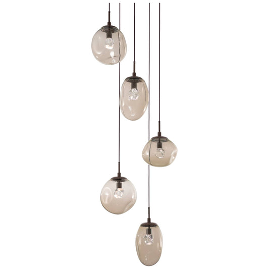 Cosmos 22" Wide Artisan Crafted 5 Light Nebula Glass Pendant