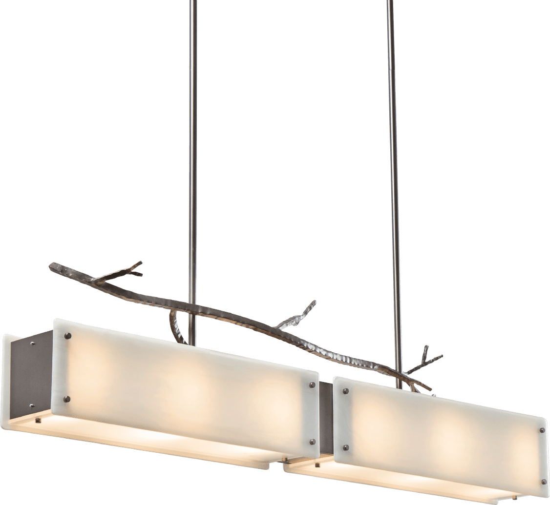 Ironwood 44" Wide Artisan Crafted Linear Chandelier with Hand Textured Glass and Sculpted Steel