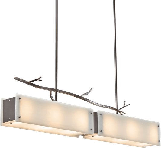 Ironwood 44" Wide Artisan Crafted Linear Chandelier with Hand Textured Glass and Sculpted Steel