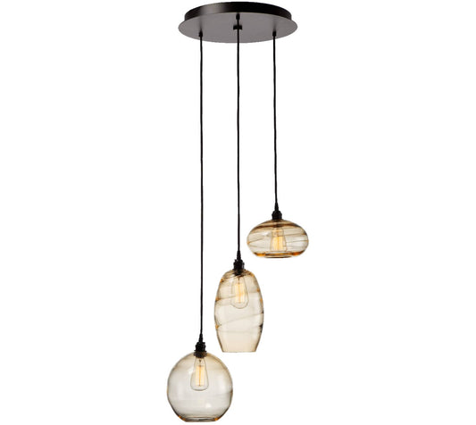 Misto 21" Wide Artisan Crafted Optic Glass 3 Light Pendant