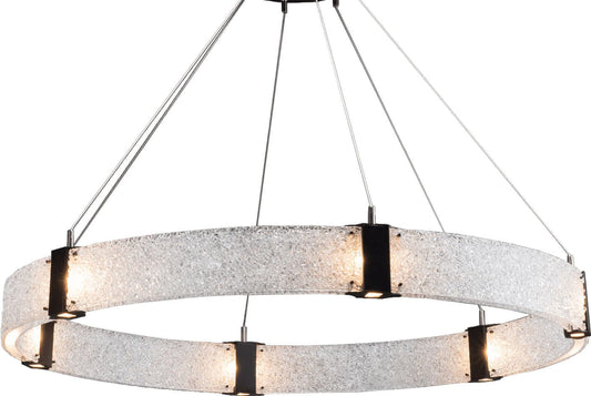 Parallel 48" Wide Artisan Crafted LED Chandelier with Hand Textured Glass