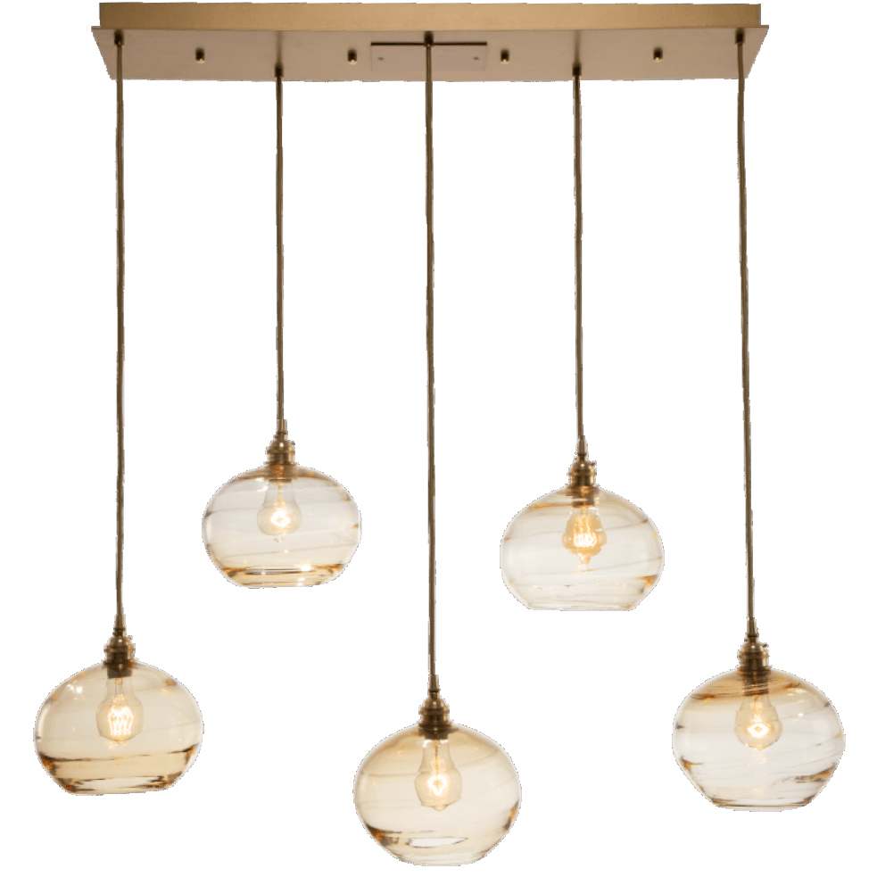 Coppa 40" Wide Artisan Crafted Optic Glass 5 Light Linear Pendant