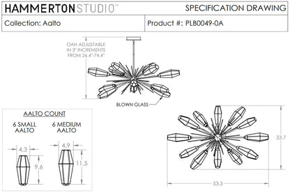 Aalto 53" Wide Artisan Crafted Geometric Optic Glass 12 Light Oval Starburst Chandelier